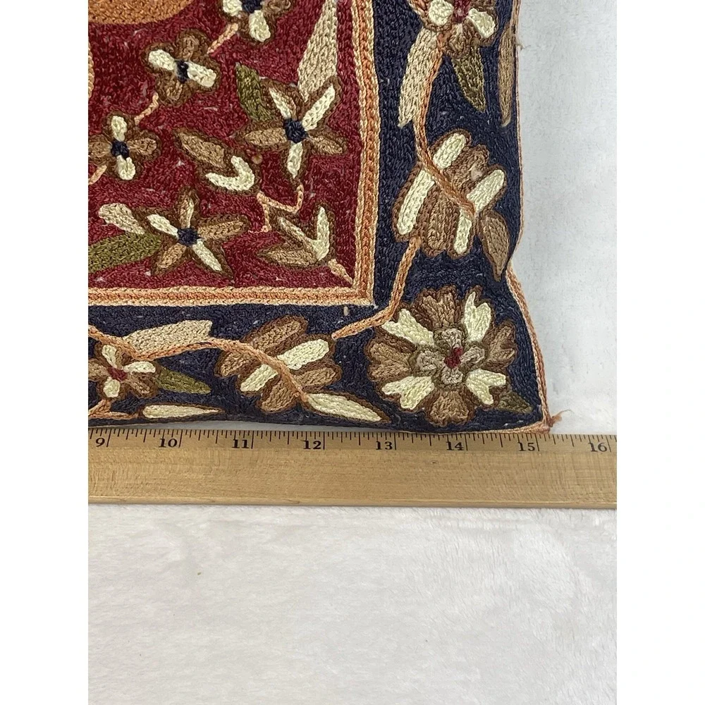 Handmade Istanbul Embroidered Pillow Cover Turkish Floral Textile 16x15